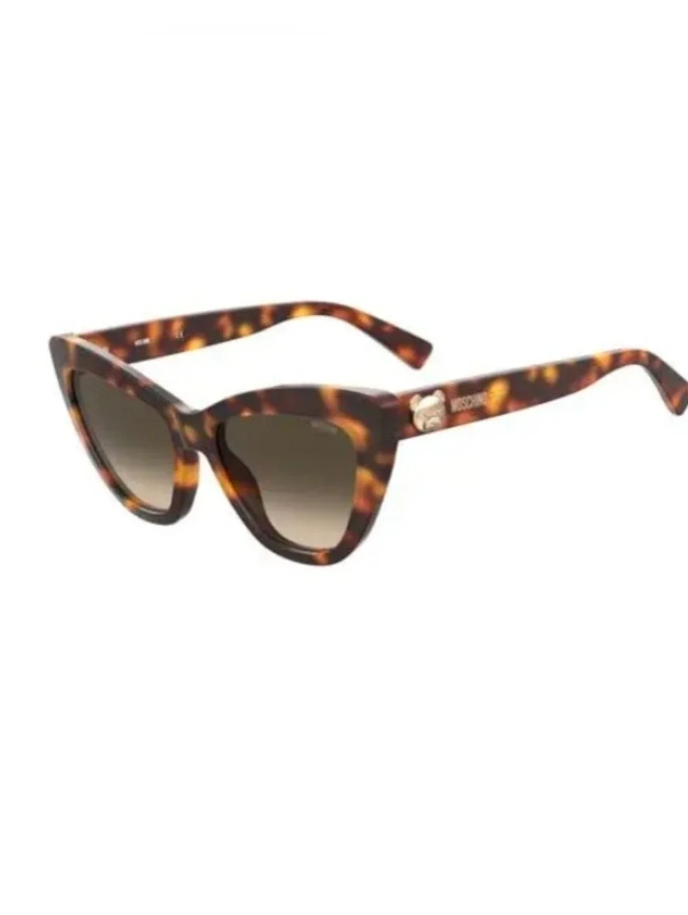 moschino Havana bear logo cateye sunglasses brown tortoise shell NWT
